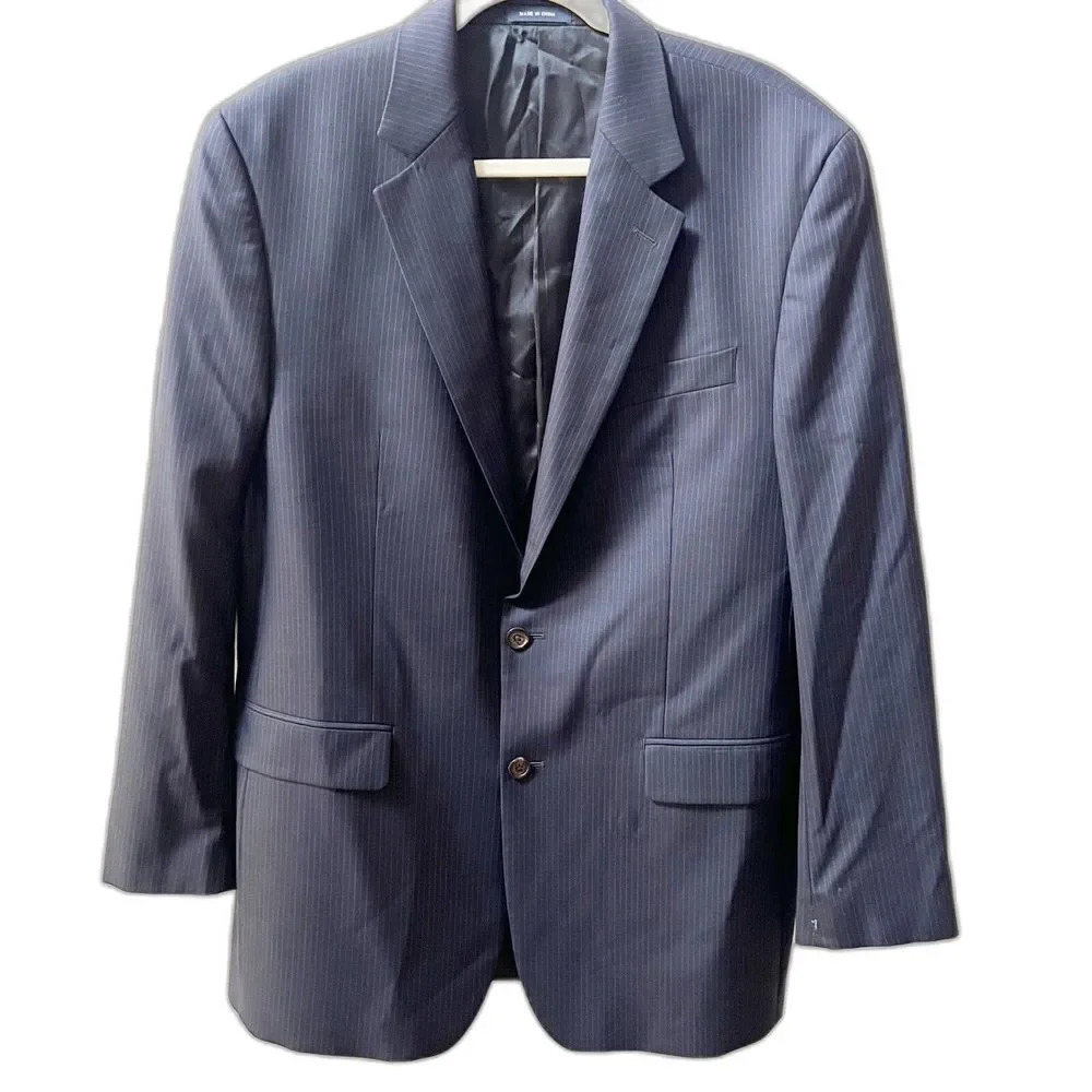 Ralph Lauren Navy Blue Pin Striped Blazer Mens 44 Sports Jacket Long Sleeve